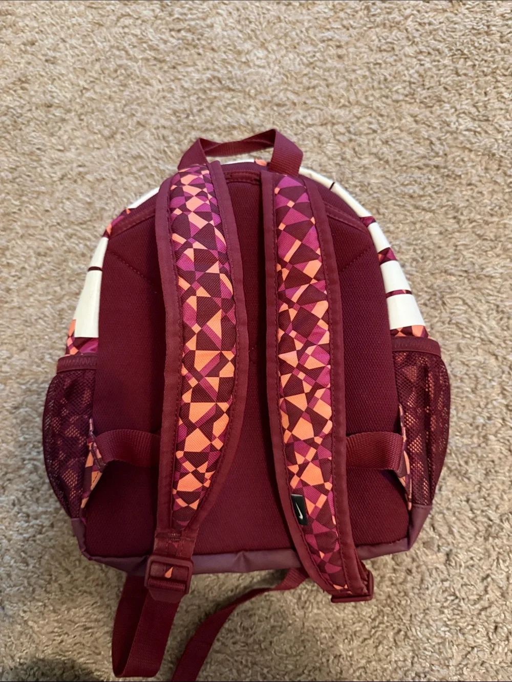 Nike Women's Burgundy and Pink Geometric Mini Backpack